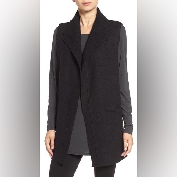 Eileen Fisher Boiled Wool Cardigan Vest - Picture 1 of 8